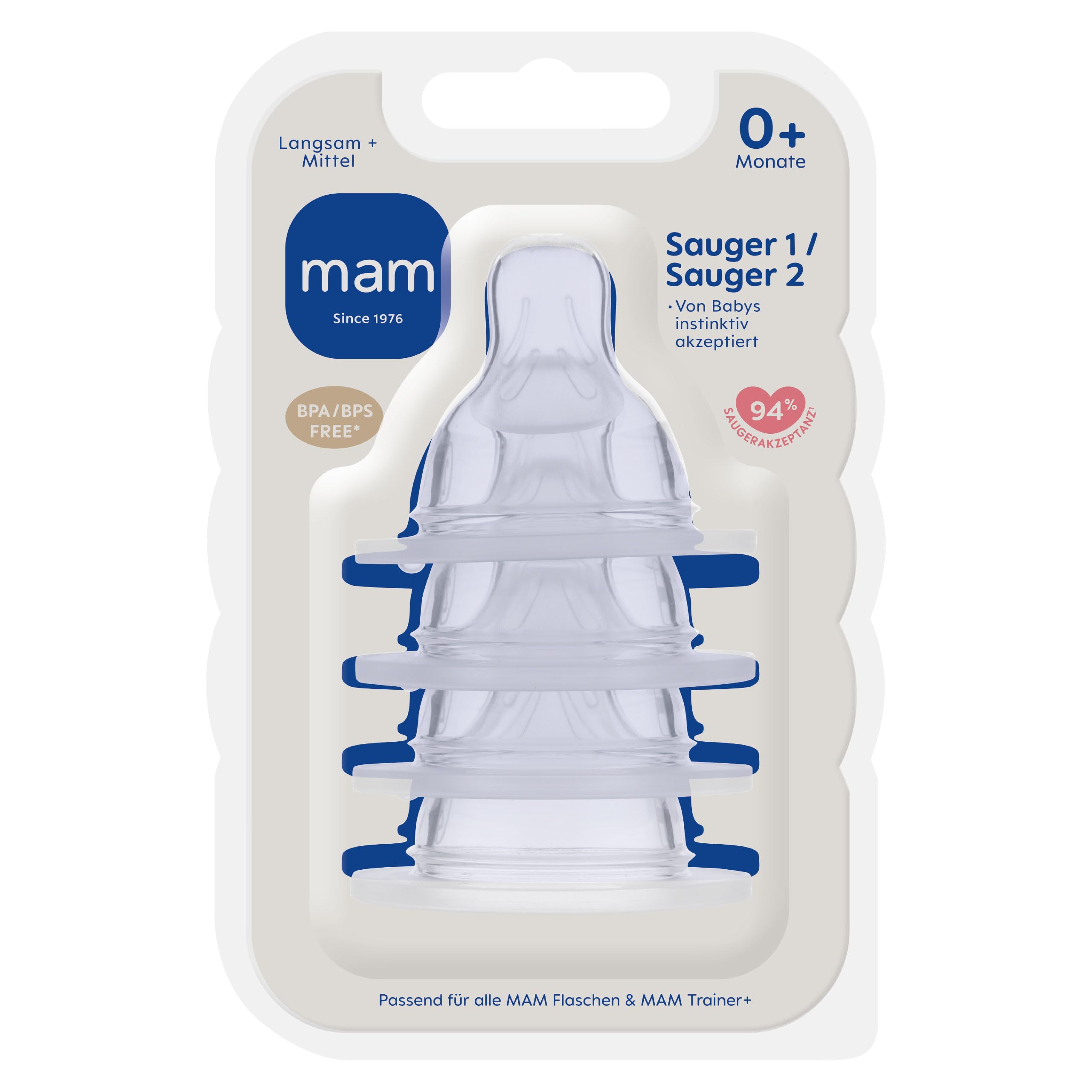 MAM Sauger Set, 2x Sauger Größe 1 und 2x Größe 2, ab 0+ Monate