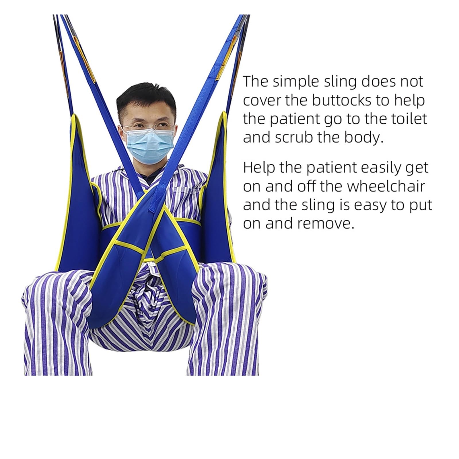 Arnés de Traslado Ajustable para Pacientes - Diseño con Espalda Abierta, Capacidad 227 kg, Sistema de 4 Correas - Ideal para Transferencias Sedentes e Higiene Personal - Talla M/L