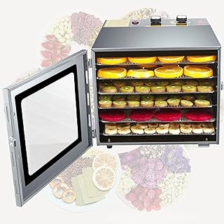 Déshydrateur Alimentaire en Acier Inoxydable 6 Couches, réglages de température de 35 à 75 ℃, adapté à la déshydratation des Fruits, légumes, viandes et poivrons