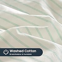 Vista 6 de Wake In Cloud - Juego de funda de edredón de algodón a rayas, rayas verticales a rayas de rayas y rayas rústicas, juego de ropa de cama de percal