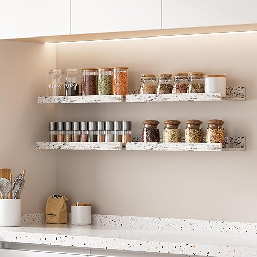 Miniatura 7 de upsimples Estantes flotantes para pared, juego de 6 estantes de pared para almacenamiento decorativo, estante de madera montado en la pared para