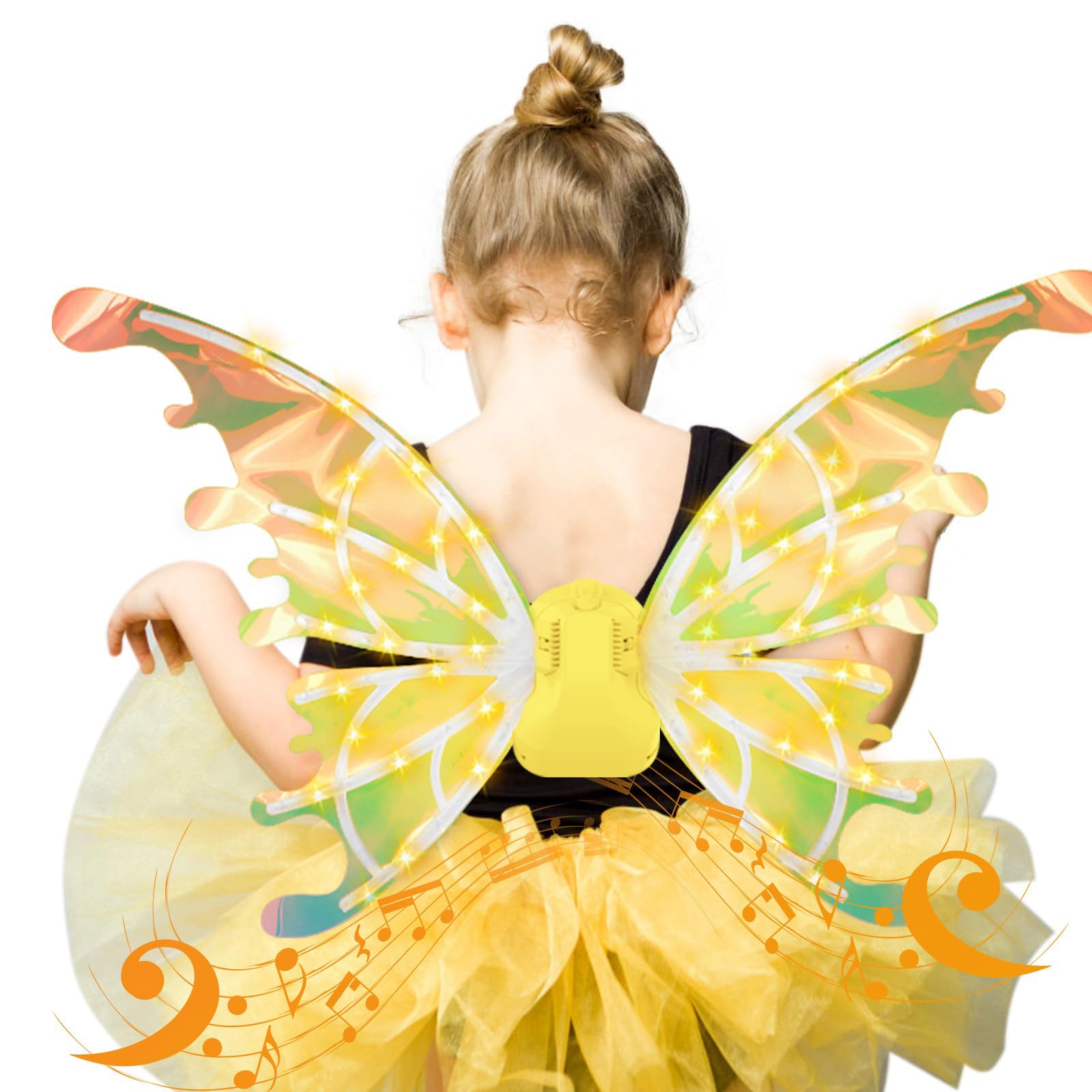 cojodopo Costume Electric Butterfly Wings,Elf Luminous Wings For Kids Dog With Music Glowing Shiny Dress Up Props