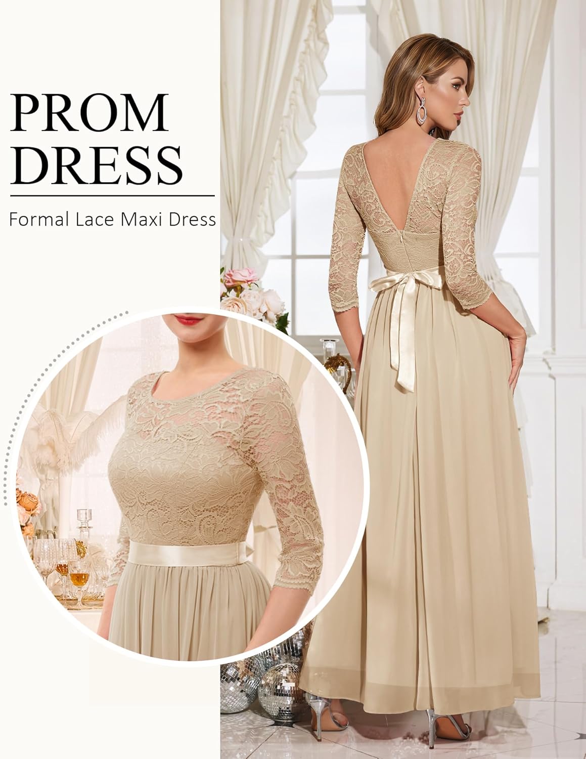 BeryLove Women Long Sleeve Formal Party Dress Lace Wedding Guest Maxi Dresses Elegant Cocktail Evening Gowns - Image 5