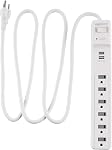 Amazon Basics 6-Outlet Surge Protector Power Strip with 2 USB Ports - 1000 Joule, Black