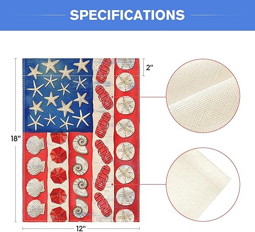 Miniatura 5 de AVOIN colorlife Bandera de jardín del 4 de julio de 12 x 18 pulgadas de doble cara exterior, Día de la Independencia, patriótica de verano,
