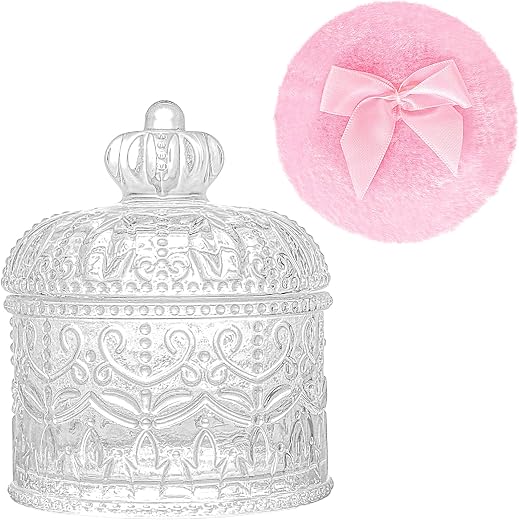 Gsteng Large Body Powder Puffs and Containers, Crystal Clear Powder Container with 2 Soft Power Puffs, Reusable Dusting Po...