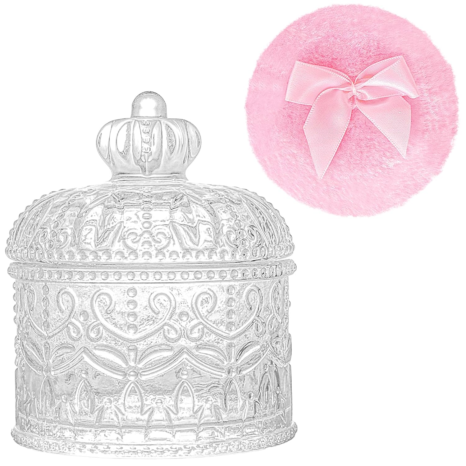 Gsteng Large Body Powder Puffs and Containers, Crystal Clear Powder Container with 2 Soft Power Puffs, Reusable Dusting Po...