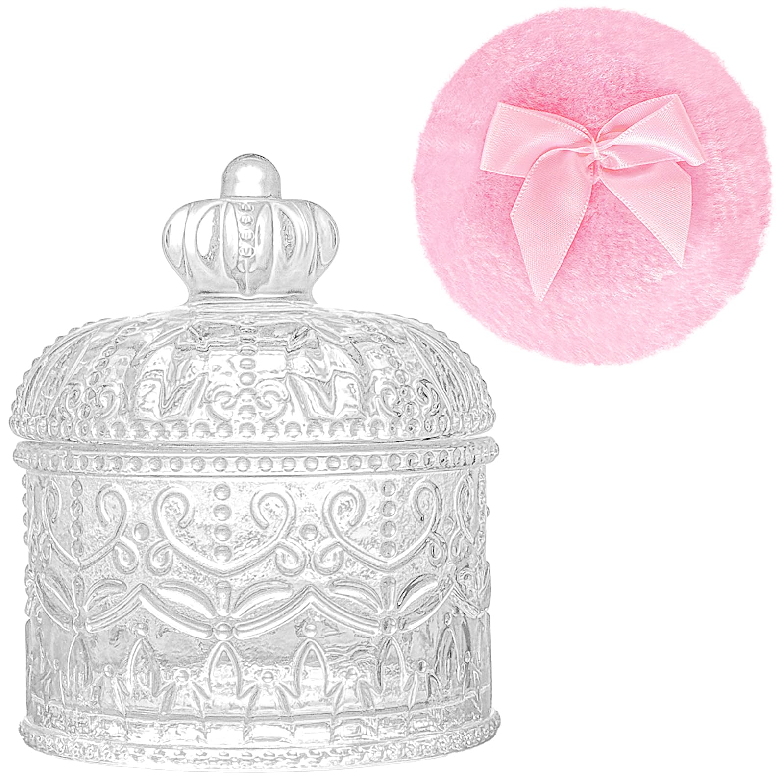 Gsteng Large Body Powder Puffs And Containers, Crystal Clear Powder Container With Soft Power Puffs, Reusable Dusting Powder Case With Washable Velvet