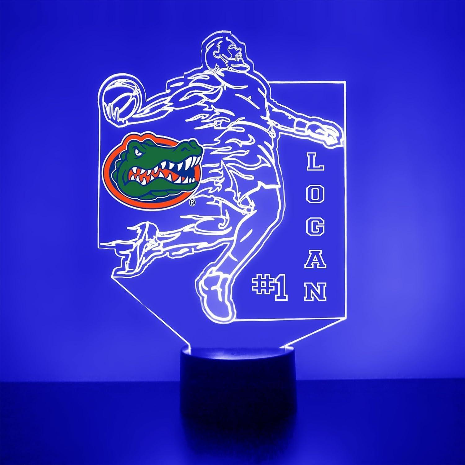 Custom University of Florida Gators Basketball Player LED Sign Night Light Lamp with Remote and Personalized Name or Image, Officially Licensed from the CLC by Mirror Magic Gifts, Made in the USA
