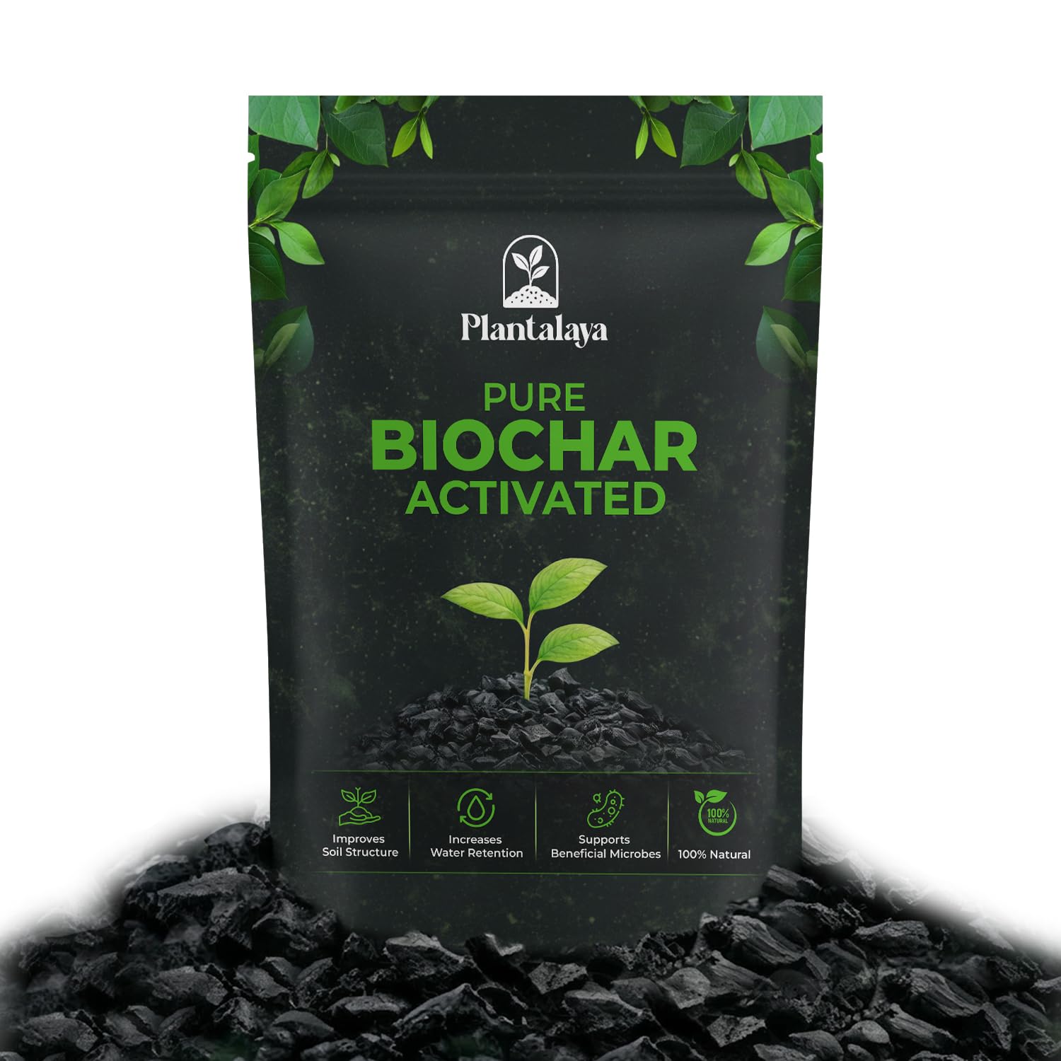 Pure Activated Biochar - Horticultural Charcoal for Terrarium Plants - Sustainable Carbon Soil Activator (0.5 Litres)