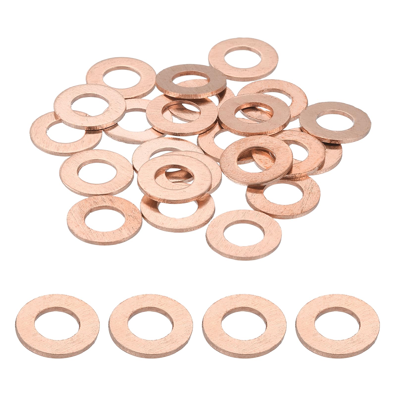 PATIKIL M6 Copper Flat Washers, (12mm OD 1.5mm Thick) (42 Pcs), Sealing Ring Automotive Drain Plug Gaskets Flat Oil Crush Washer Spacers, Suit for - Fasten Screws/Faucets