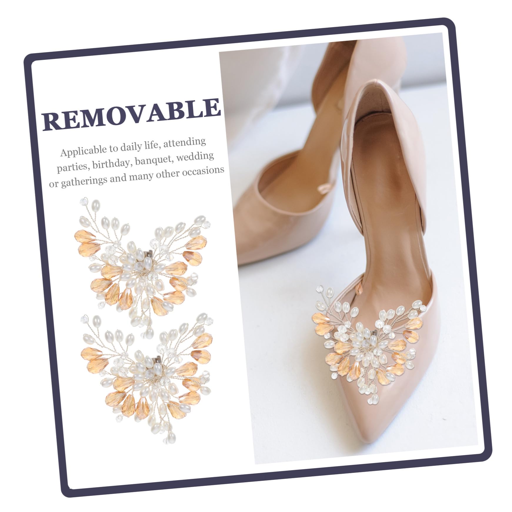 2 Paia Clips Per Scarpe Sposa Con Perle E Decorazioni Rimovibili Per Tacchi Elevati Accessori Eleganti Per Scarpe Da Cerimonia