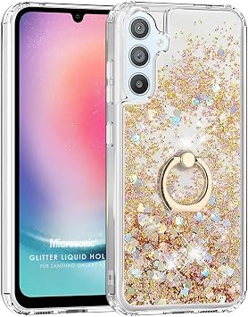 Microsonic Samsung Galaxy A24 i in K l f Glitter Liquid Holder Gold [Galaxy A24 ile Uyumlu K l f - Gold]