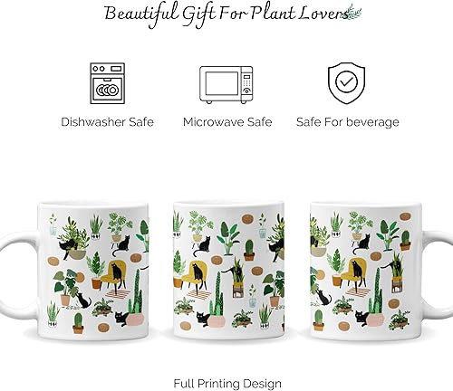 Miniatura 3 de Vivulla68 Regalo para los amantes de los gatos y las plantas, regalos de jardinería para mujeres, taza de café, taza de café con temática de gatos