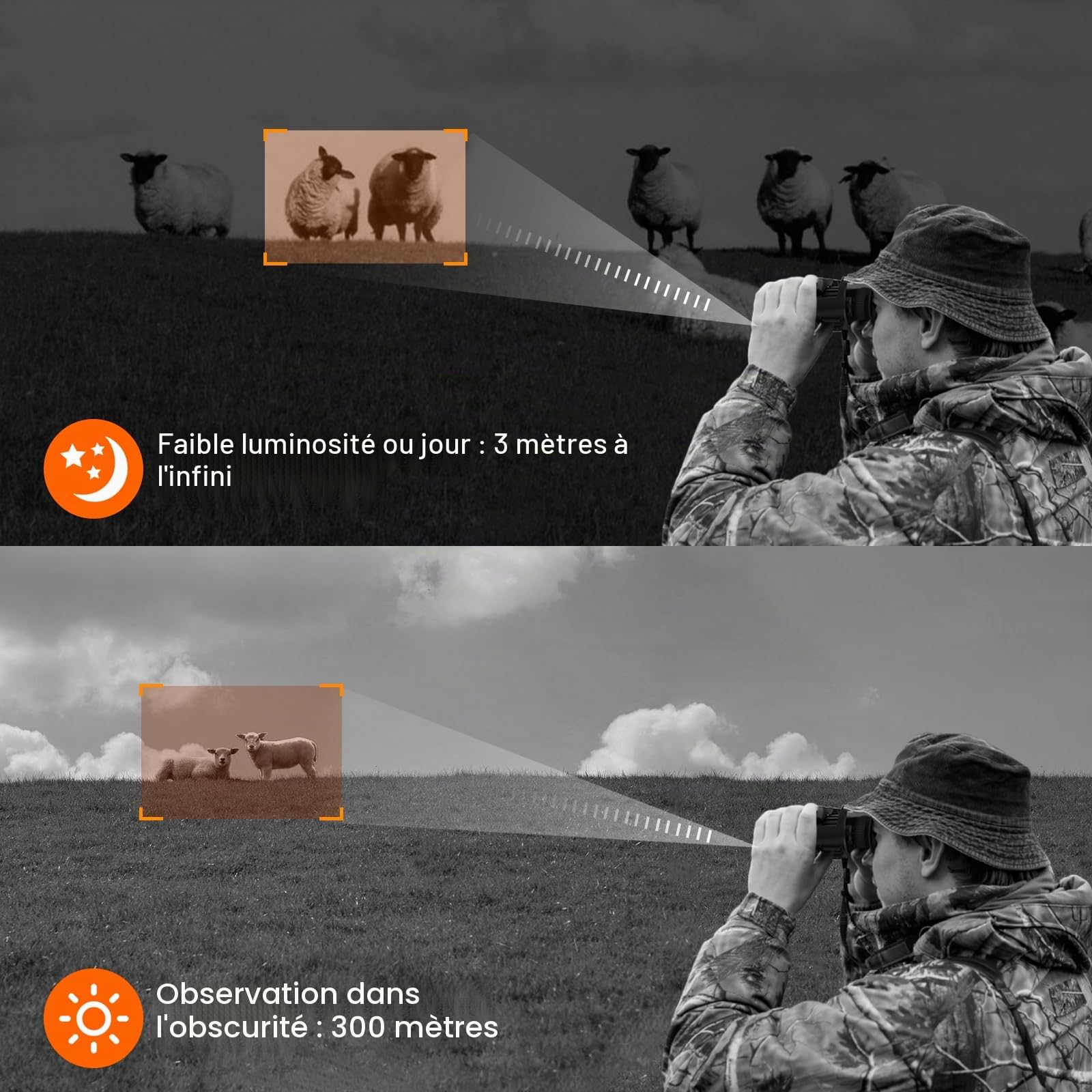 Lunettes de vision nocturne montées sur la tête, jumelles infrarouge numérique mains libres FHD, enregistrent des vidéos 1080p et photos 10 m, zoom numérique 5x