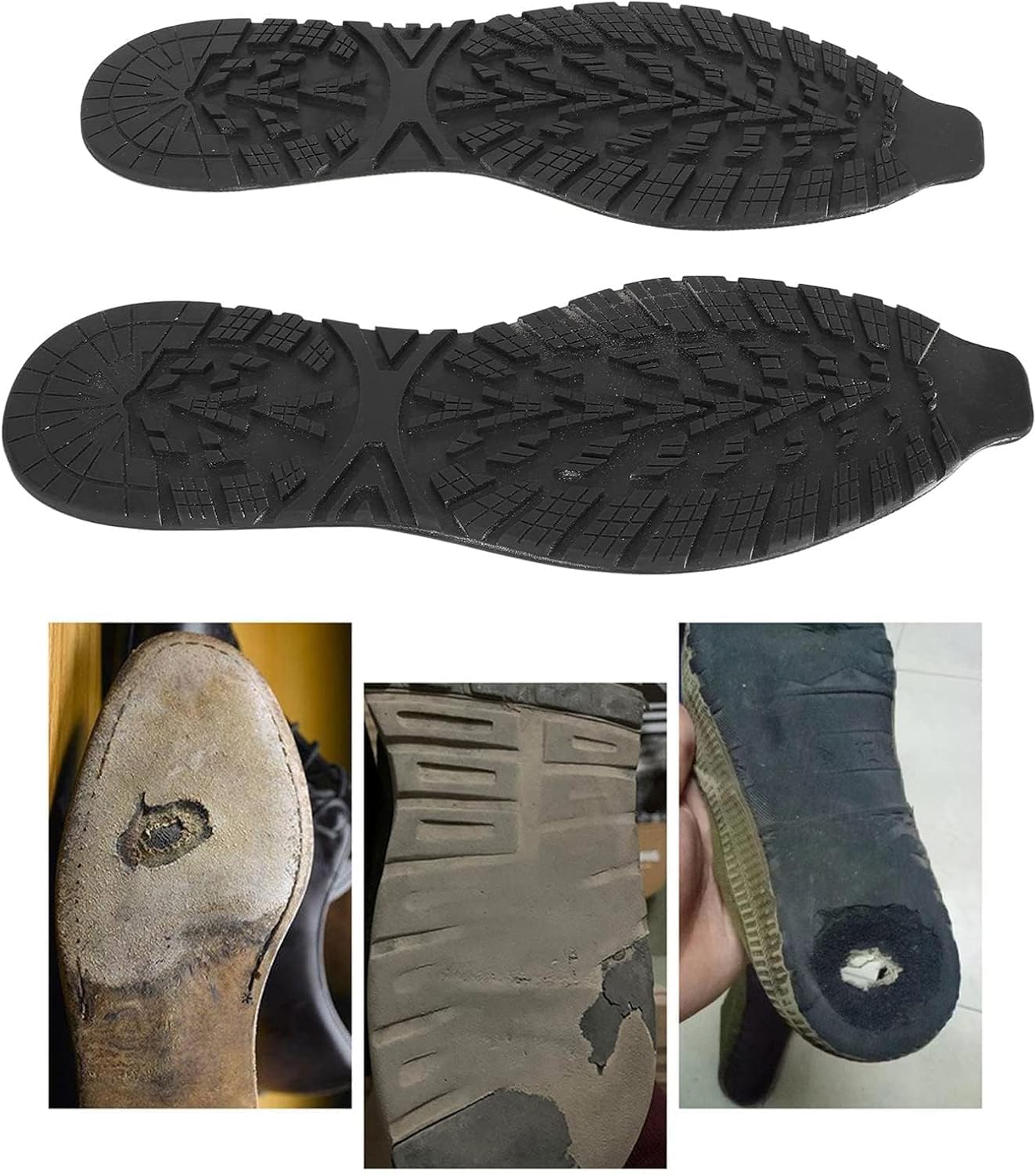 Suela de goma completa para reparación de calzado, negra, antideslizante, protector inferior de repuesto para bricolaje, absorción de impactos, para zapatillas deportivas y zapatos de hombre