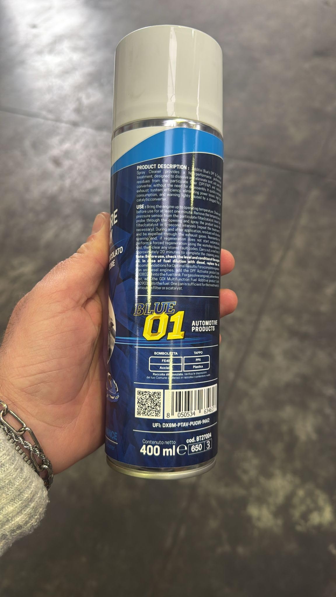 Blue Pulitore Spray per Filtro Antiparticolato e Catalizzatore auto DPF e FAP 400ml