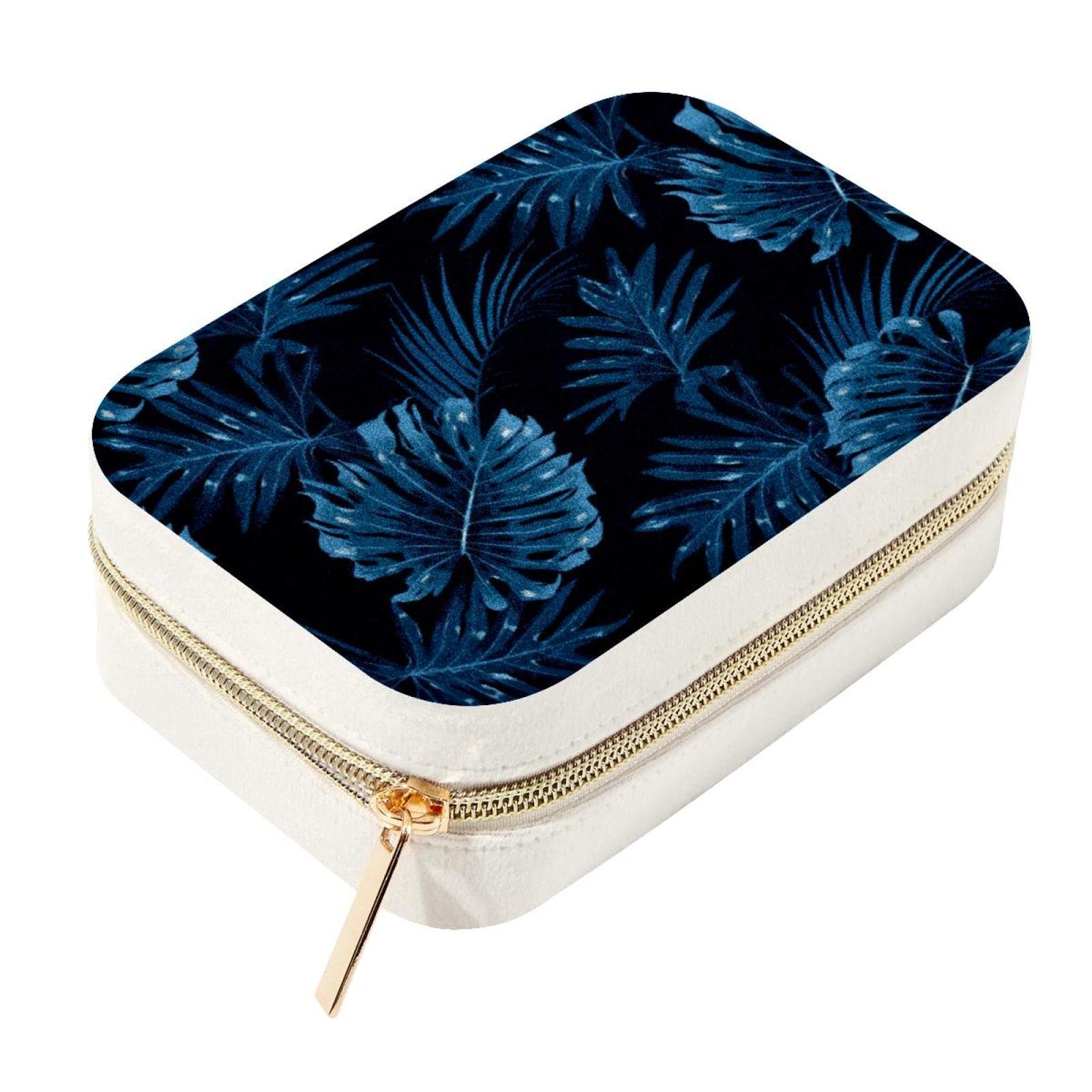 Boîte à bijoux voyage palmier bleu tropical : le cadeau idéal pour femmes et filles