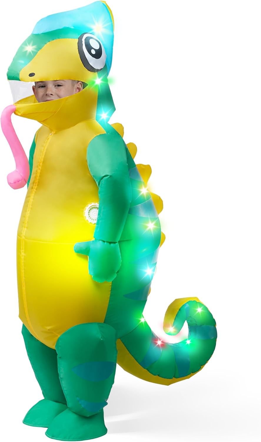 Spooktacular Creations Kids Inflatable Costume, Full Body Light-up Chameleon Air Blow Up Halloween Costumes