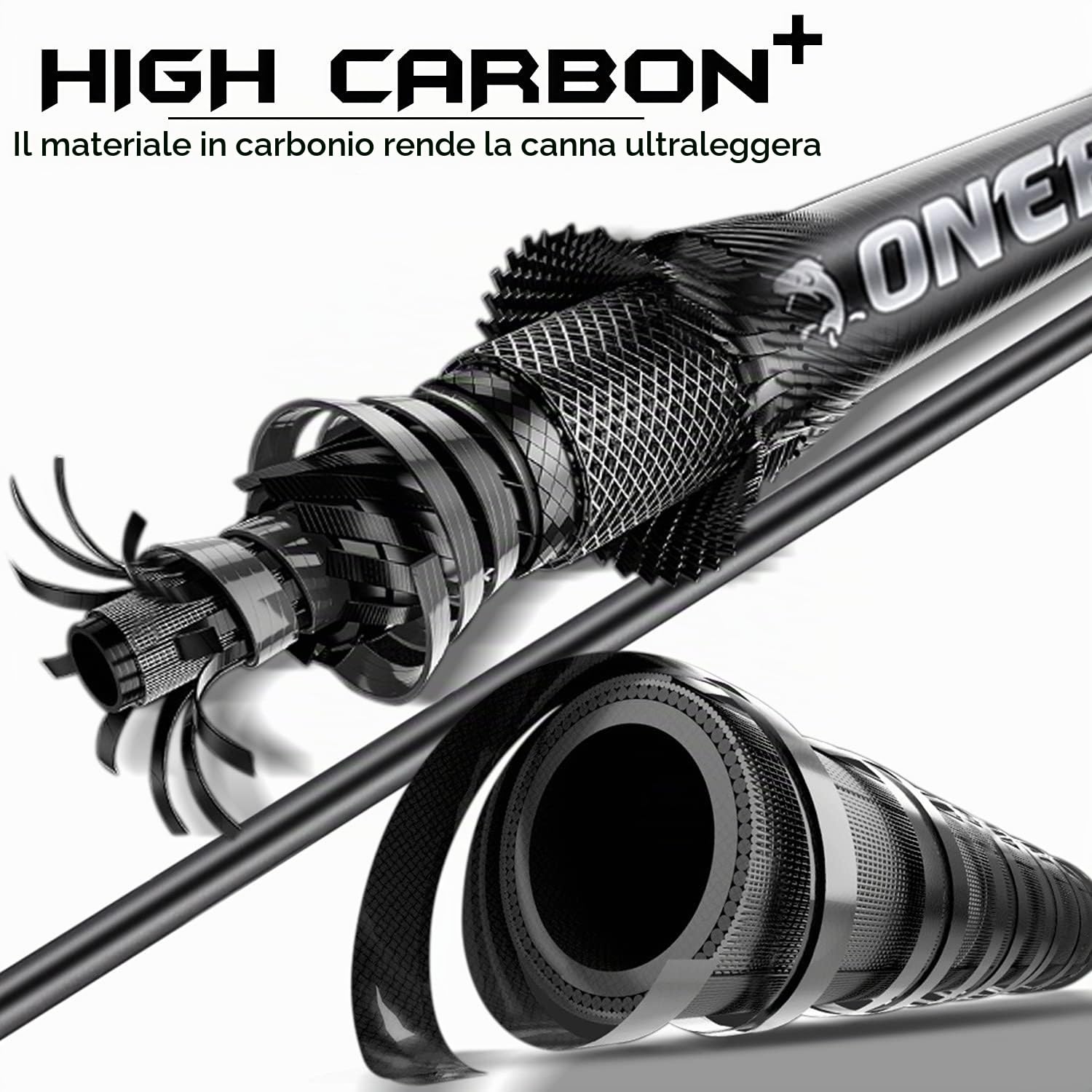 One Bass Canna da pesca e mulinello Combo, Baitcasting Combo con manico in superpolimero, nero