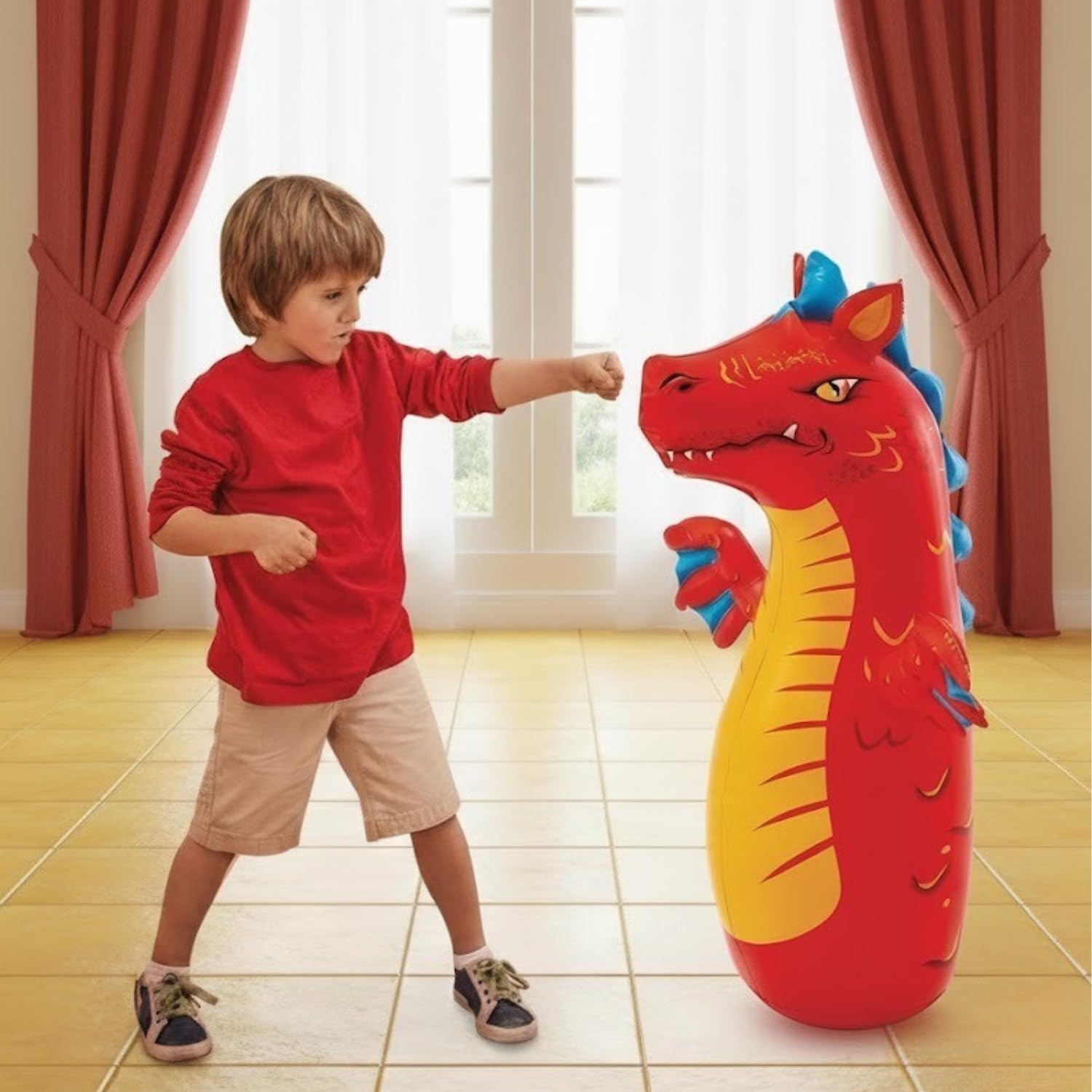 Inflatable Dragon Fury Bop Bag with Water Base for Kids, 3+ Years | Indoor & Outdoor Punching Bag with Bounce Back Action | Durable PVC Material, Fun & Safe Play for Boys & Girls