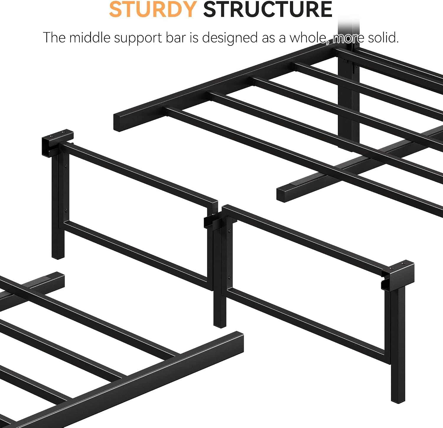жарылды view of bed frame components showing sturdy structure
