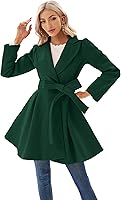 Vista 7 de GRACE KARIN Abrigo de manga larga abombada con solapa de muesca para mujer con cinturón de amarre