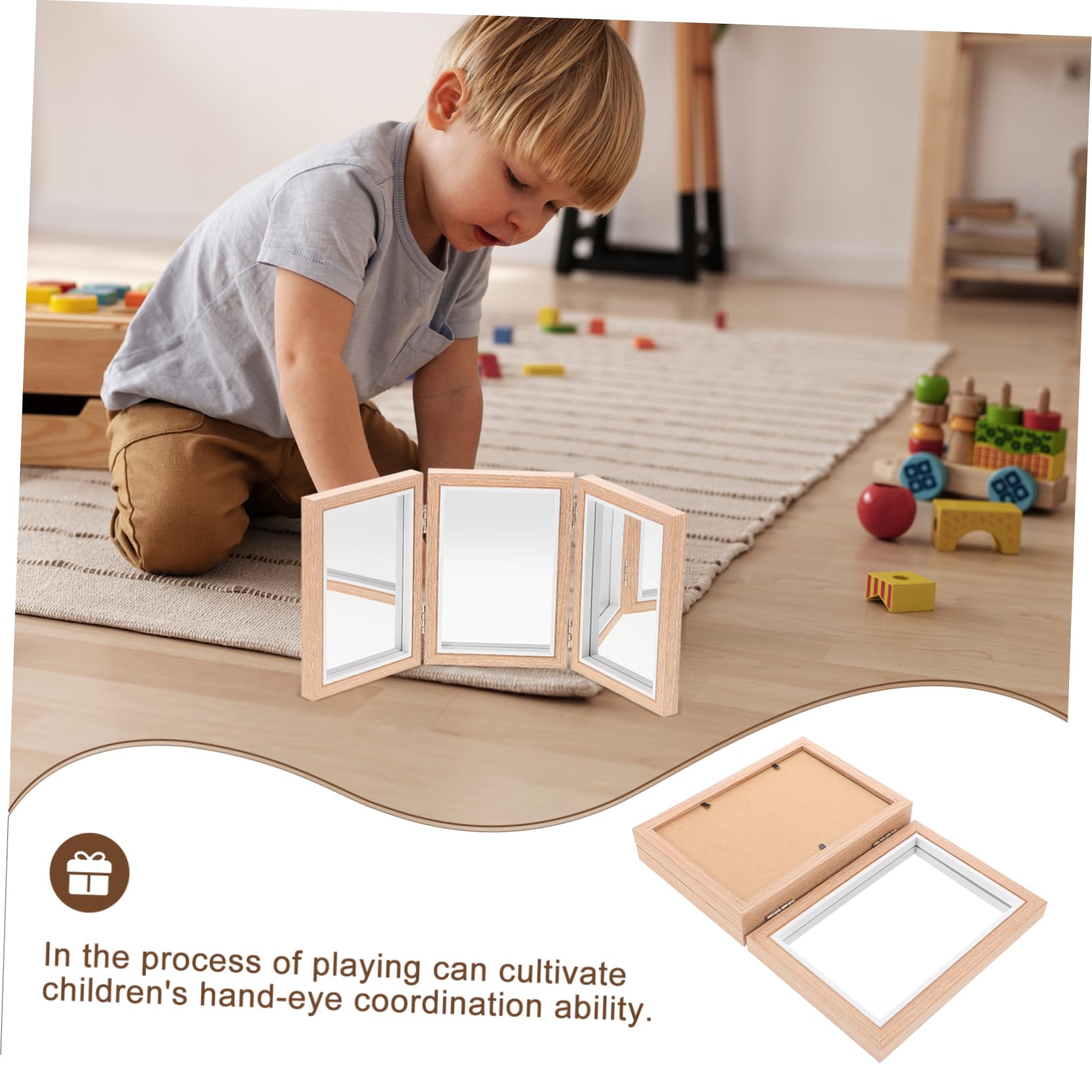 Specchio Infrangibile Montessori Pieghevole Per Bambini Specchio Per La Camera Dei Bambini Coordinazione Occhio-Mano Giocattolo Sensoriale Per Sviluppo Motorio