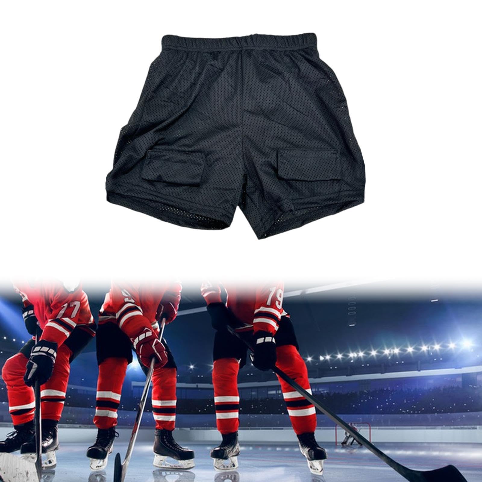 rockible Short de Hockey Ample pour Homme, équipement de Protection, Short de Sport, Support Professionnel, Short en Maille pour Baseball, Adultes
