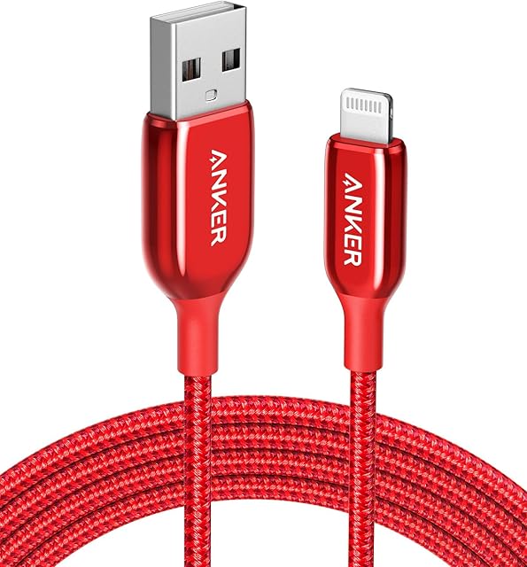 Anker iPhone Charger Cable, PowerLine+ III Lightning to USB A Cable, (6ft MFi Certified), USB Charging/Sync Lightning Cord Compatible with iPhone 11 / Xs MAX/XR/X / 8/7 / AirPods, iPad (Red)