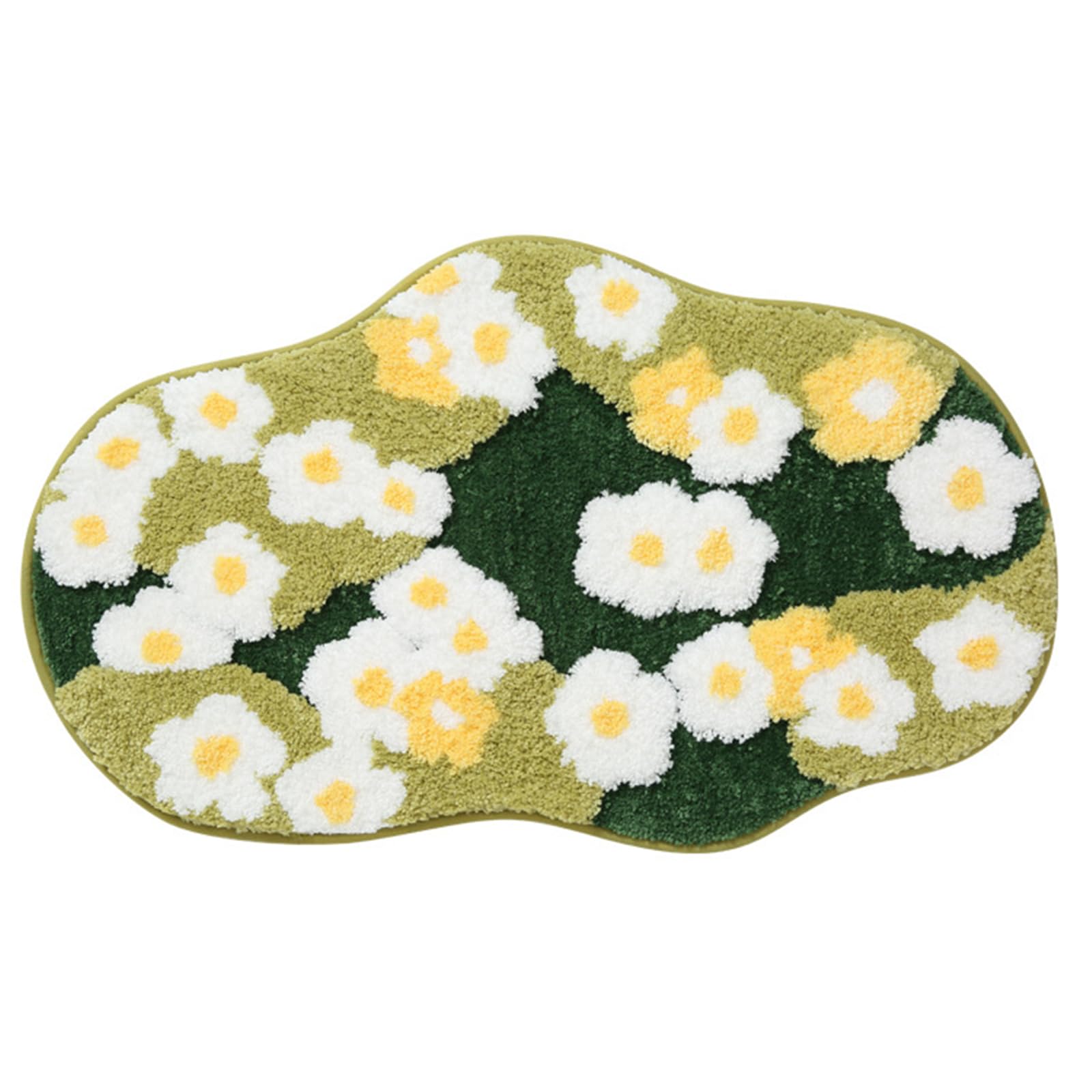 Tappetino da bagno con margherita muschio, morbido e assorbente, in microfibra, antiscivolo, motivo piante bohémien, arte astratta, tappeto da bagno con erba verde, tappetino da bagno per porta