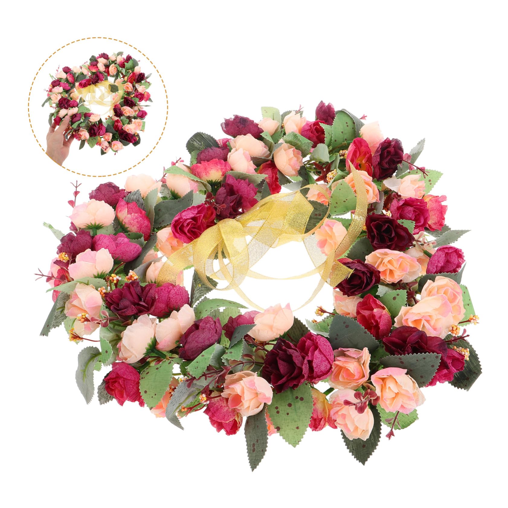 Zerodeko Guirnalda Floral en Forma de Corazón, Flores de Seda y Plástico, Reutilizable, Adecuado para Puerta Principal y Decoración de Boda Elegante