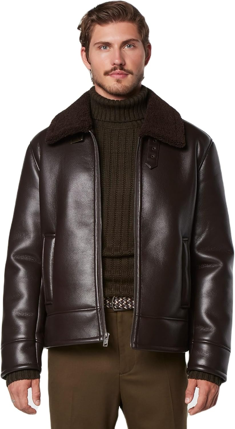 Andrew Marc Men's Andrew Marc Men's Faux Leather Sherling Jacket