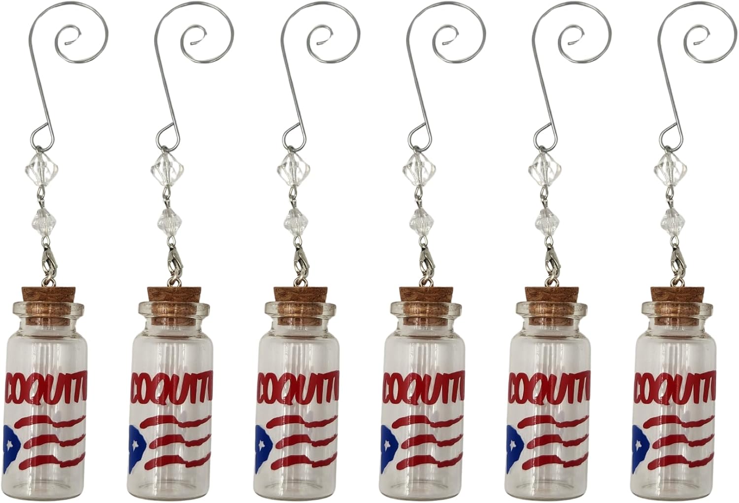 Miniature 2" Coquito Bottles with Puerto Rico Flag Label Pack of 6 Party Decor Accessory Puerto Rico Themed Party Decor Party Souvenirs Christmas Ornament Holiday Stocking Stuffer Gift