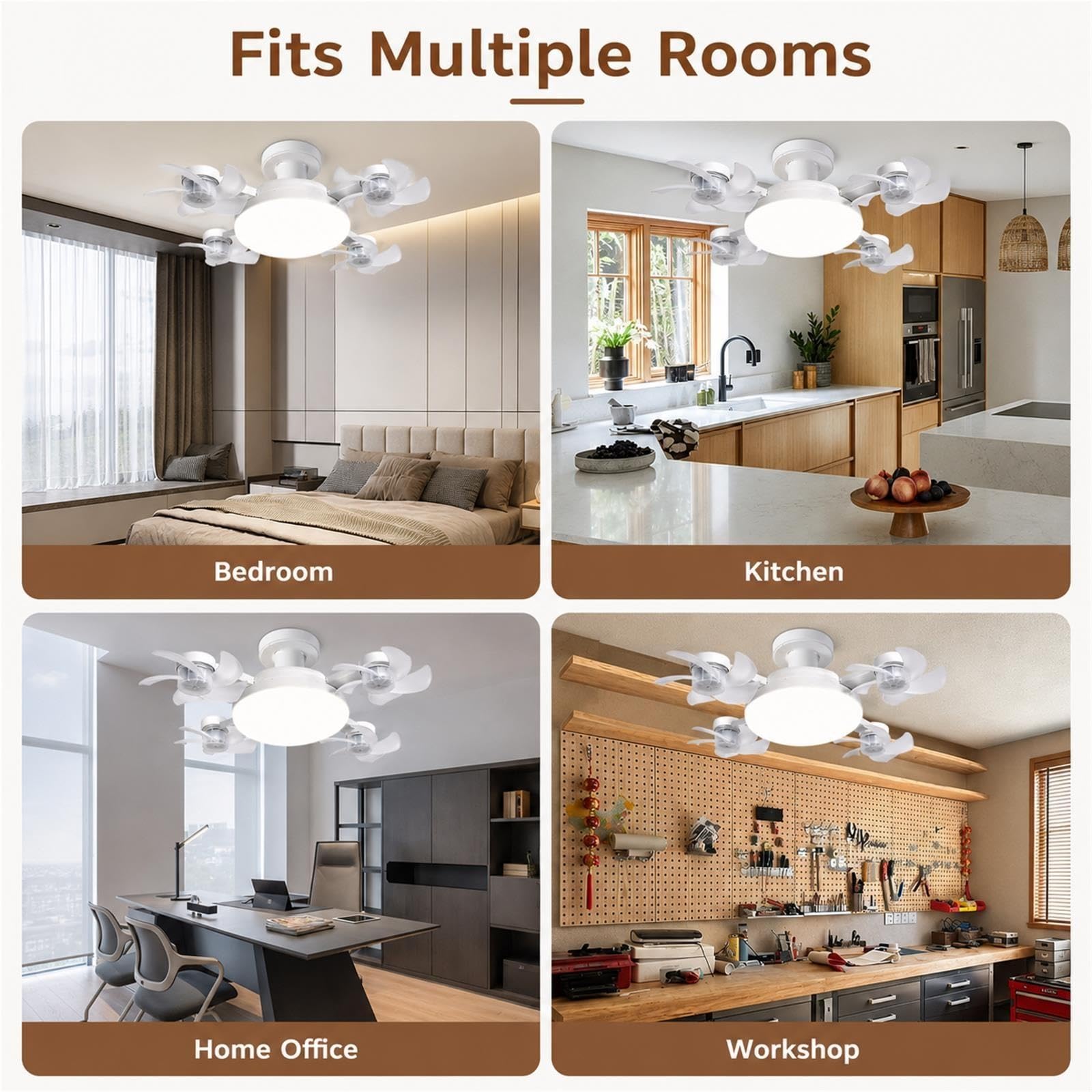 Wentylator sufitowy lampa LED E27 dron z pilotem regulacja barwy