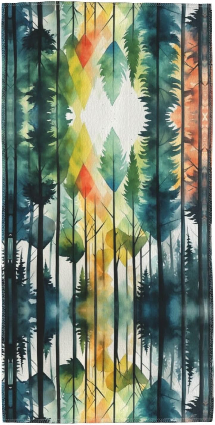 Tree Art Print Hand Towels for Kitchen, Decorative Bathroom Towels Decor Farmhouse Cute for Men Women Gifts