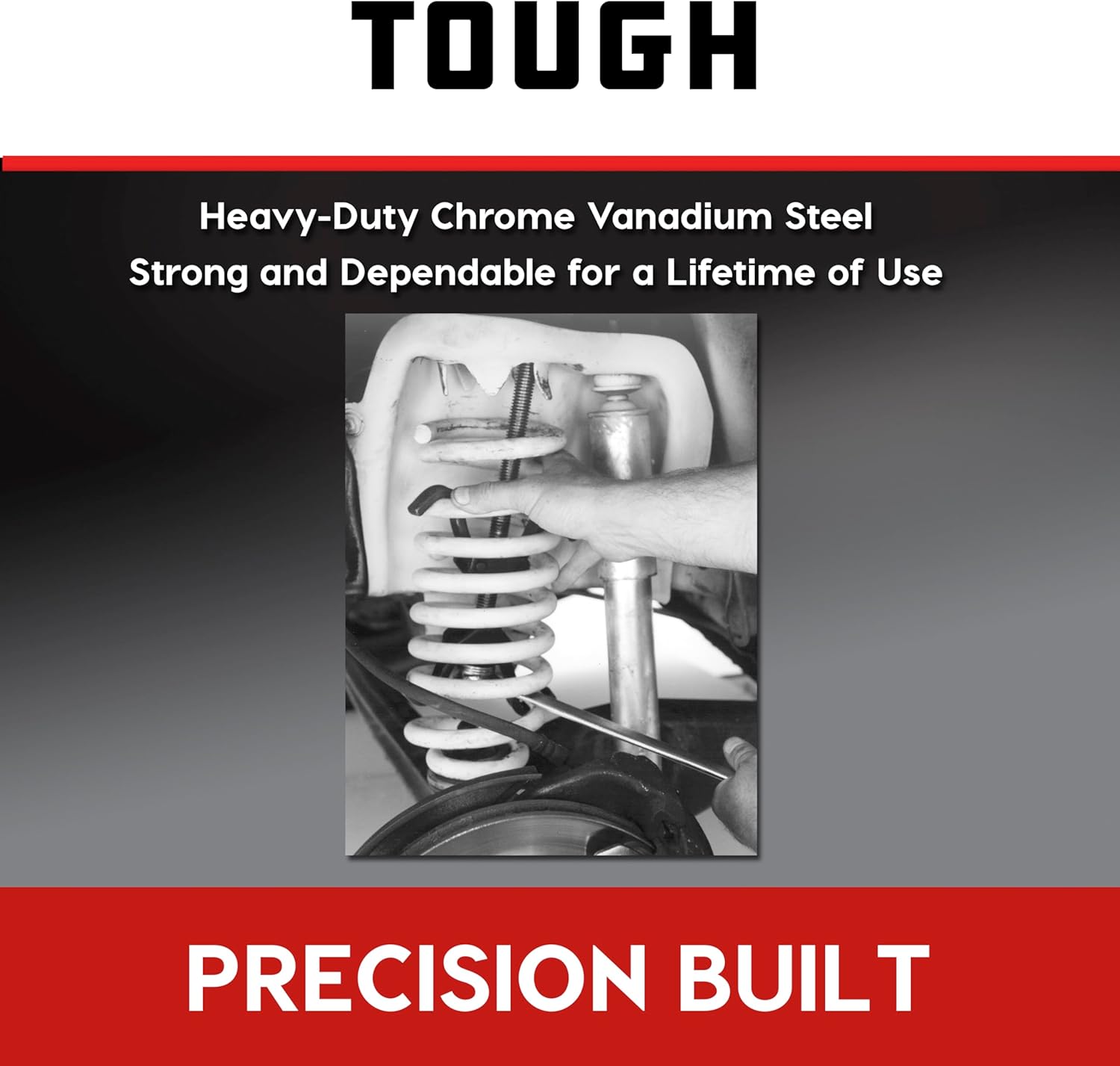 Powerbuilt Coil Spring Compressor Tool Kit, 5 Piece, Straight or Curved Coil Springs, Shock Absorbers, Foreign and Domestic, Storage Case - 648603, Black