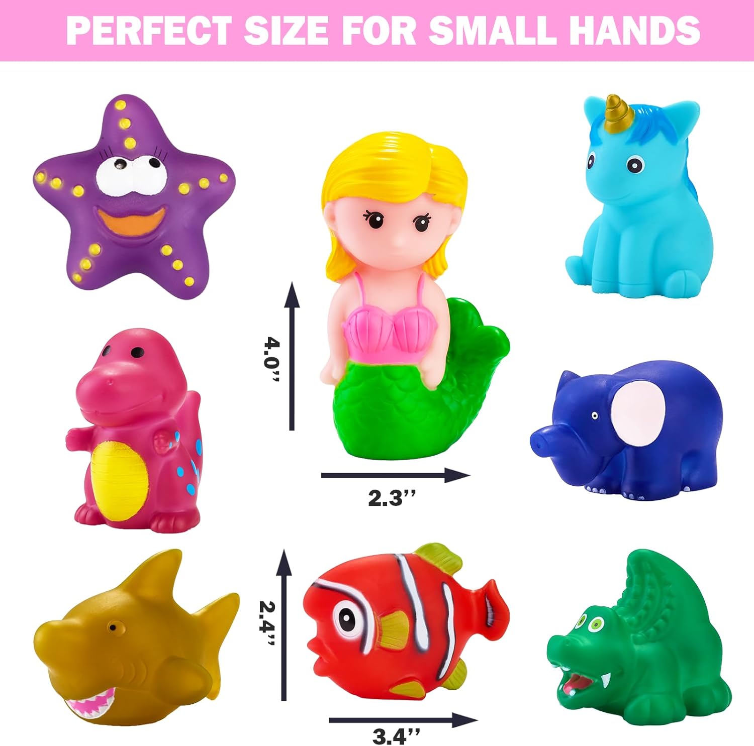Color Changing No Hole Bath Toys for Toddlers Kids, Water Table Toys Rubber Animal with Bath Book for Bathtub Pool & Drying Bag(9 Packs)