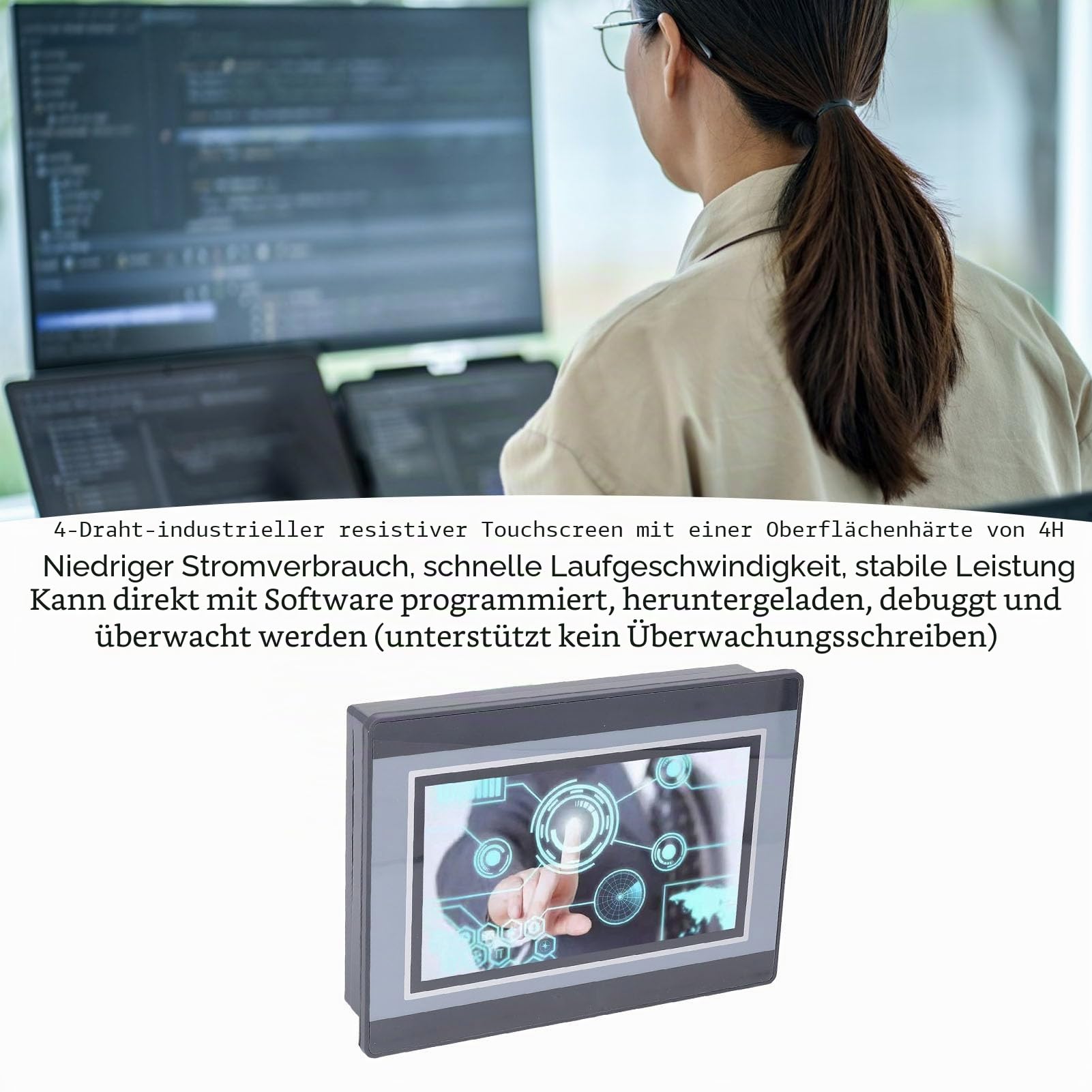 SPS-HMI-Touchscreen, 7 Zoll, DC24 V, 5 A, Programmierbare Logiksteuerung, 2-Wege-K-Thermoelement-Temperaturmessung, 12 Zoll, 8 Ausgänge, Integriertes All-in-One-Panel, 0–10 V, 20
