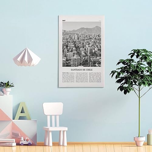 Miniatura 4 de Santiago De Chile - Póster de Santiago de Chile en blanco y negro, arte de pared de Santiago, foto de Santiago, Chile, lienzo para decoración de