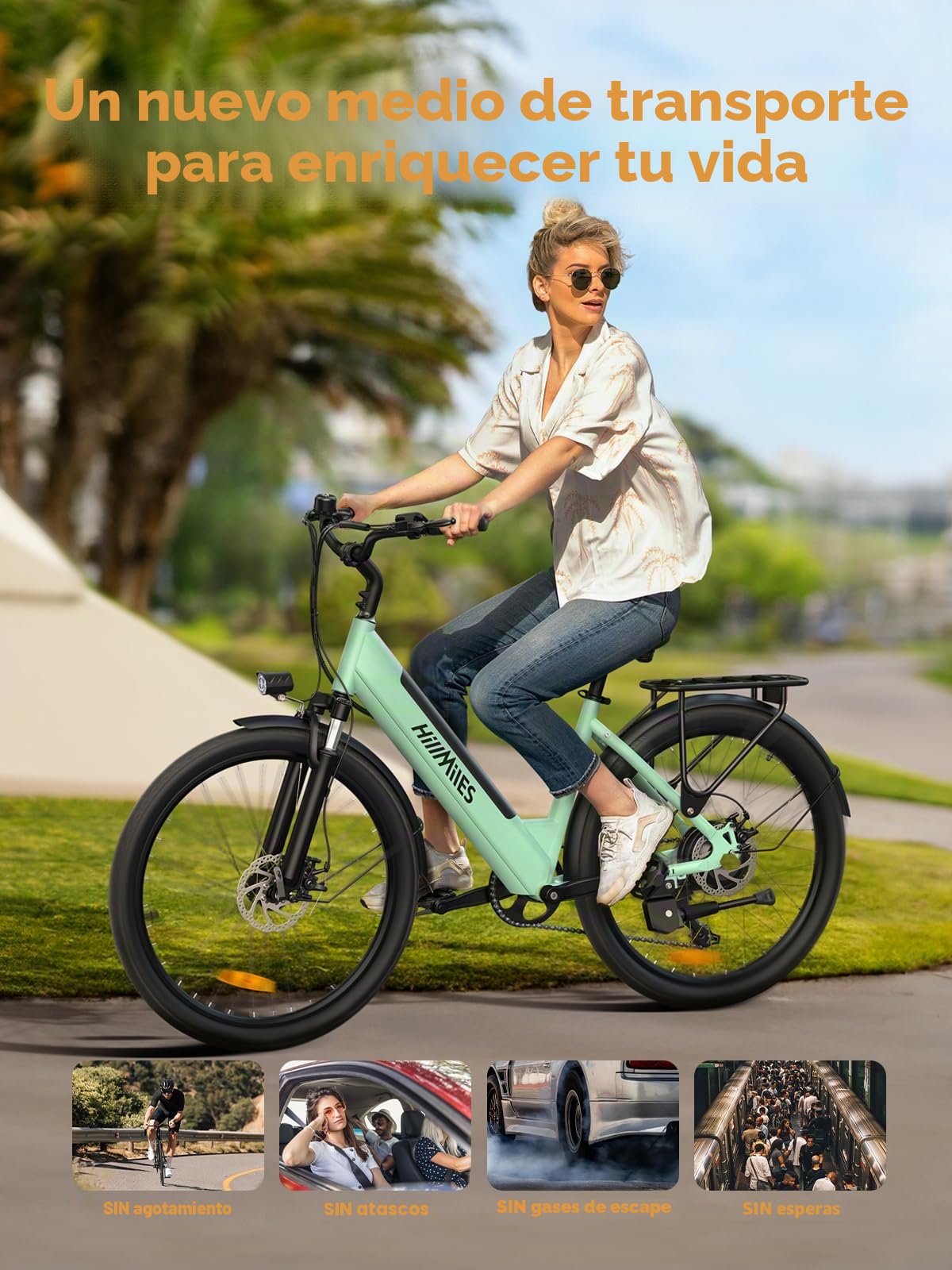 HillMiles Bicicleta eléctrica para adultos de 26 pulgadas, 7 velocidades, bicicleta eléctrica de 36 V, 13 Ah, batería extraíble, 25 km/h y autonomía de 80 – 100 km E-bike para viajeros urbanos, IP65