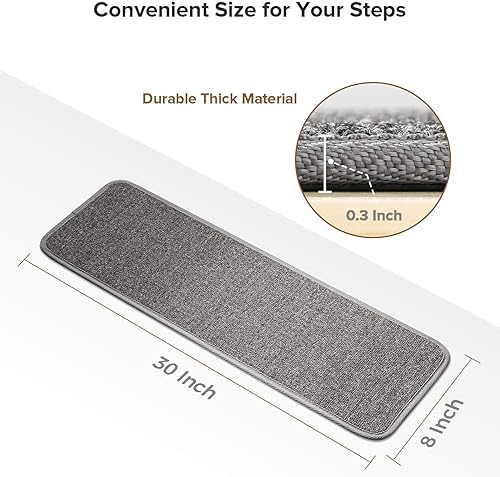 Miniatura 2 de Seloom - Alfombra antideslizante para escaleras, con base de goma antideslizante especial para escalones de madera en interiores, extraíble y