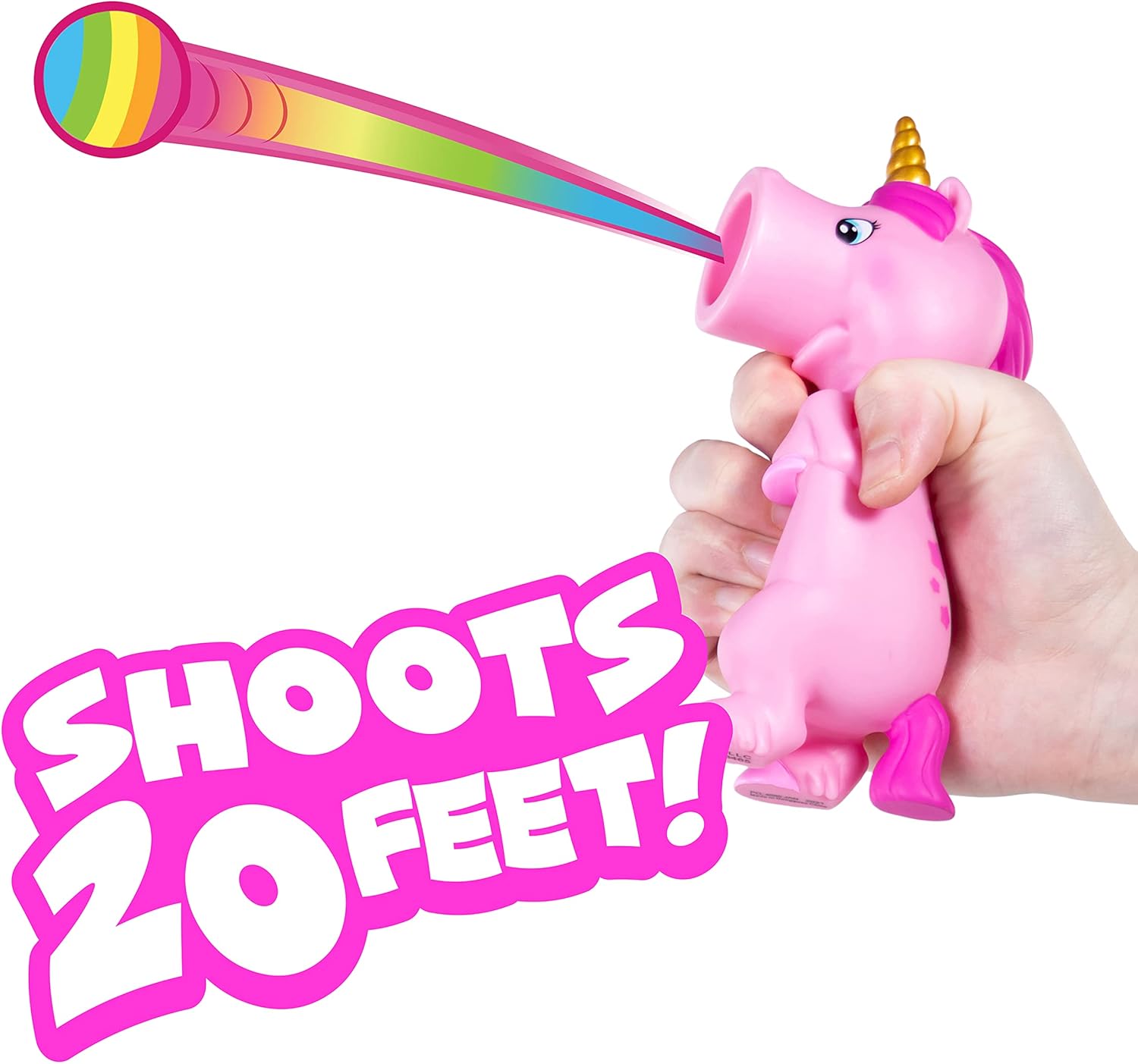 Hog Wild Pink Unicorn Ball Popper Toy - Includes 4 Soft Foam Balls - Squeeze to Pop Air Powered Balls Up to 20 Feet - Launcher Safe for Indoor/Outdoor Play - Great Gift for Kids, Girls, Boys Ages 5+