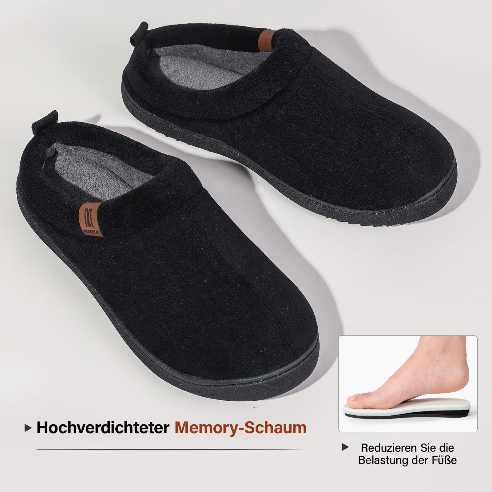 MERRIMAC Herren Slip-on Hausschuhe Bequem Memory-Schaum Rutschfest Innen Pantoffeln