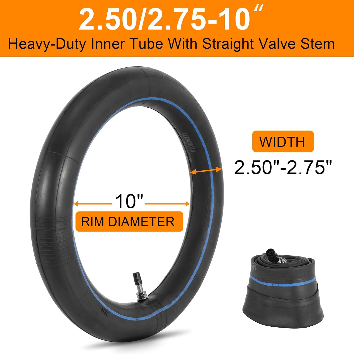 ZANGOME Heavy Duty 2.50/2.75-10" Motorcycle Inner Tube Kit with TR4 Straight Valve Stem (1 Pack) for CRF50/XR50 Mini Dirt Pit Bike Front Rear Tire