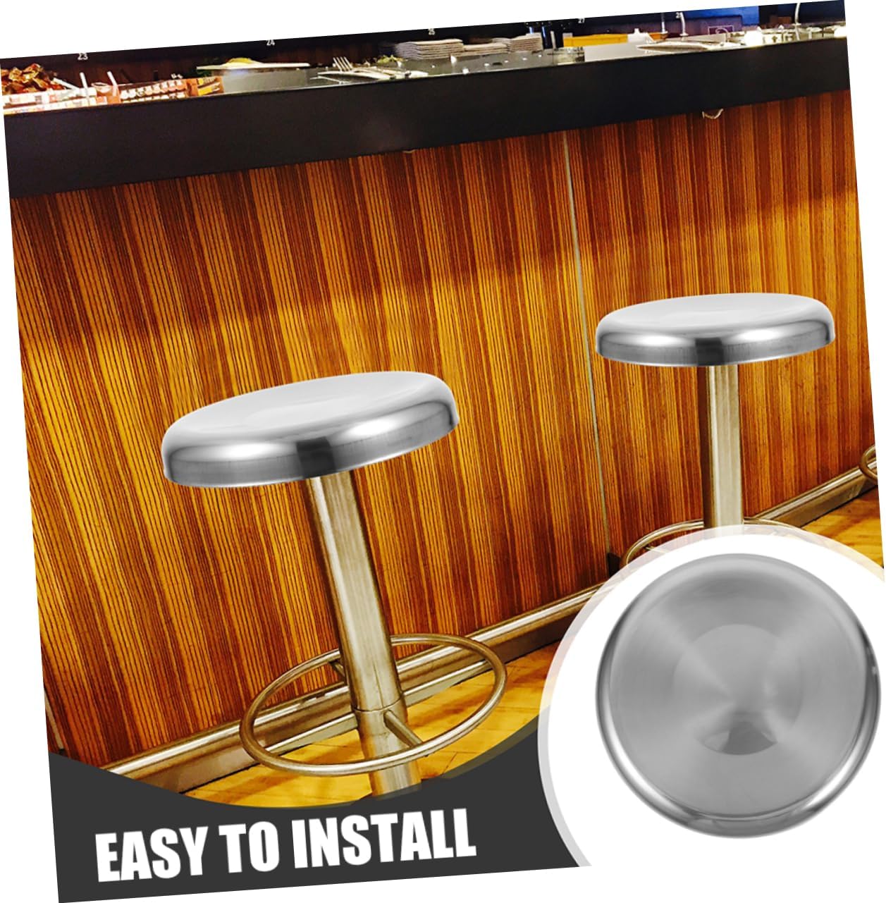 ABOOFAN Round Stool Seat Cover Stainless Steel Foam Padding for Dining Salon and Public Use