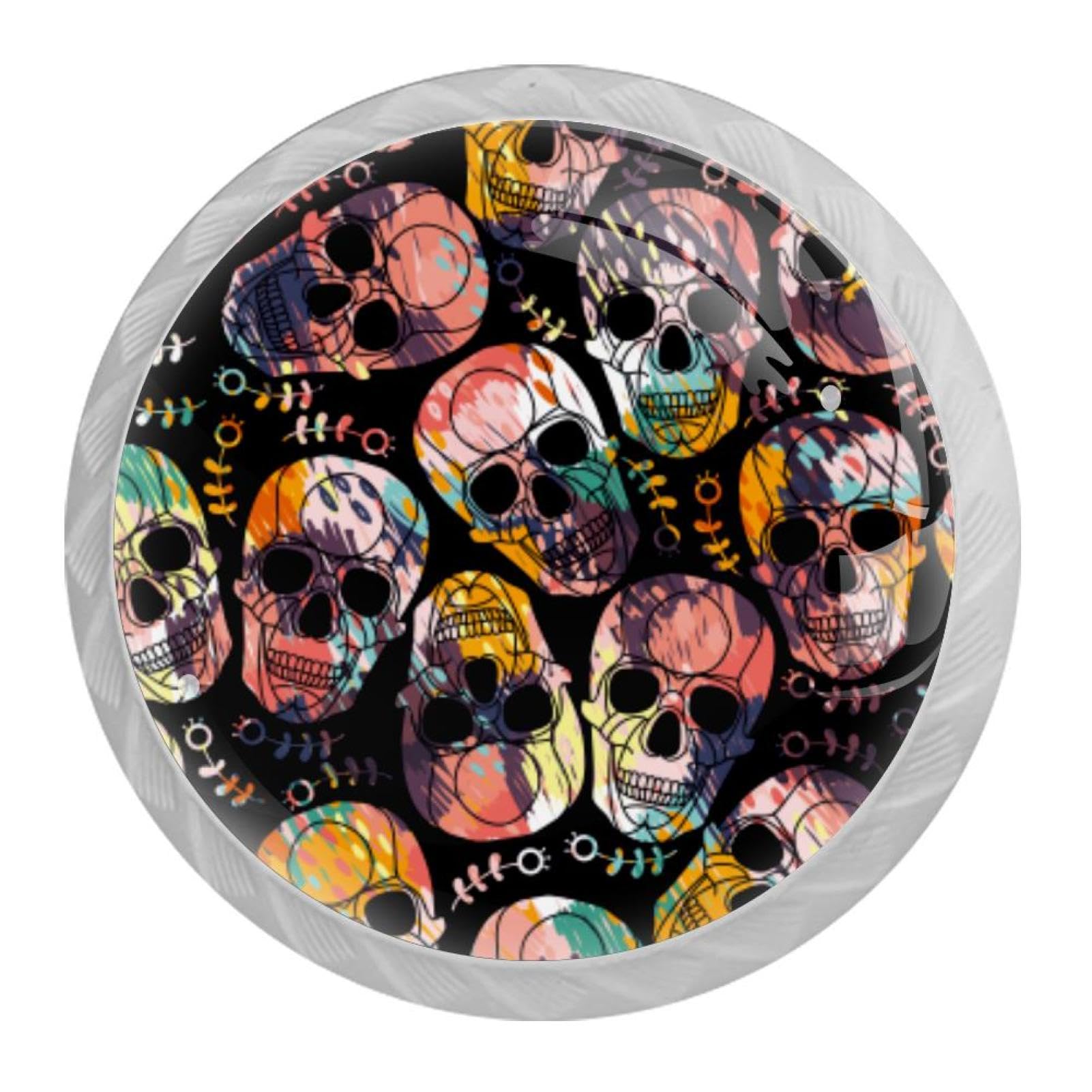 Tqmspg Multi01 4 Pieces Drawer Pulls Skull Patterns Door Knobs Dresser Handles For Kitchen Wardrobe Cupboard Hardware Furniture