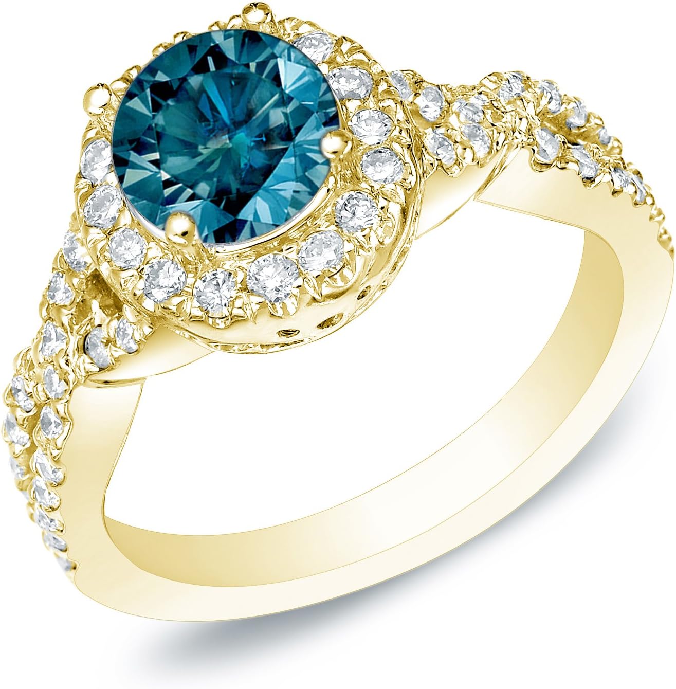 Diamond Wish 14k Gold Braided Twist Halo Blue Diamond Engagement Ring (1cttw, Blue, H-I, I1-I2) Size 4-9