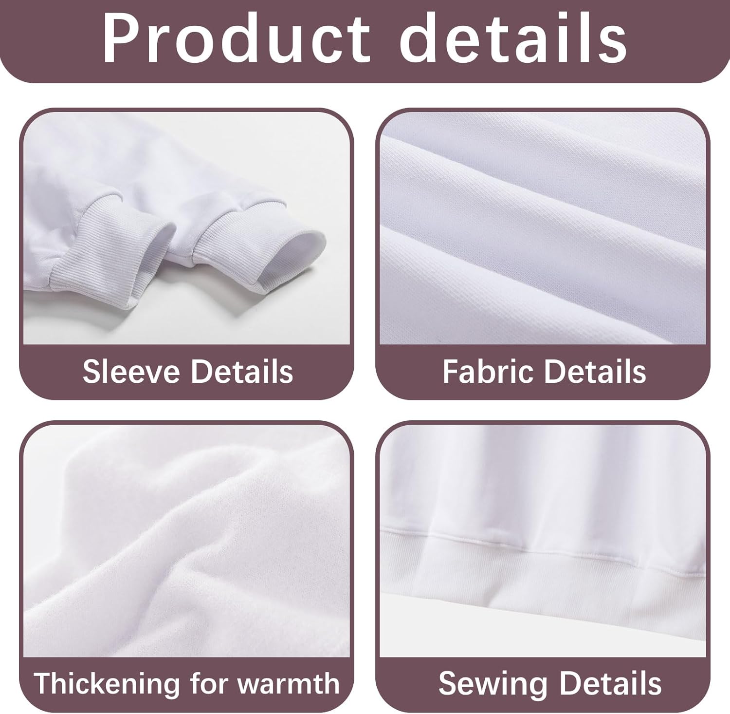 2pcs sublimation crew neck sweatshirt white polyester blank crewneck sweatshirts hoodies men - Image 4