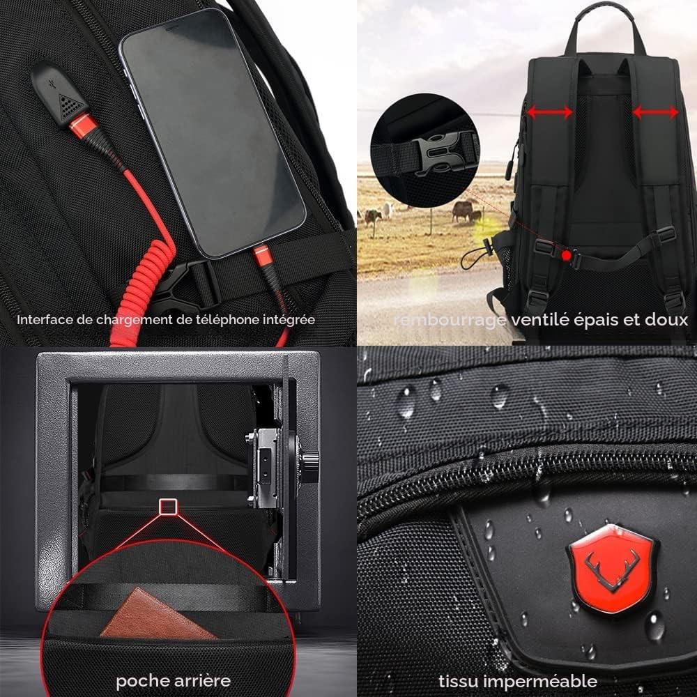 Sac à Dos Homme Travail, Sac a Dos Voyage, 50L/60L/80L 40L Grand Volume, Sac Ordinateur, (80L)